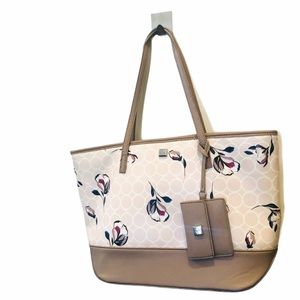 NINE WEST Beige Floral Purse with Small Wallet